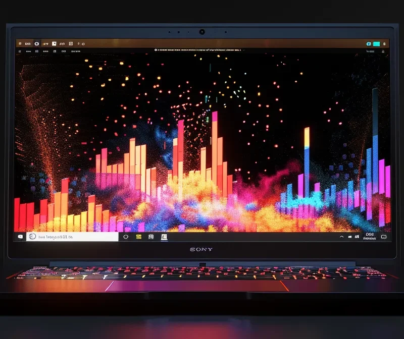 a laptop displaying a vibrant, data-driven sem campaign dashboard showcasing significant growth in digital metrics.